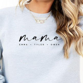 Modern Script “Mama” Children's Names, Mom Gift T Shirt