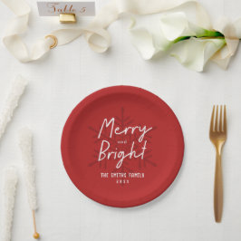 Modern Script Merry & Bright Snowflakes Christmas