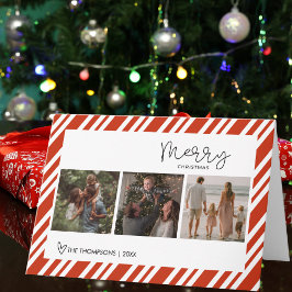 Modern Script Merry Christmas Family Photo Custom  Kort