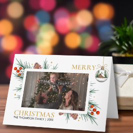 Modern Script Merry Christmas Family Photo Custom  Kort