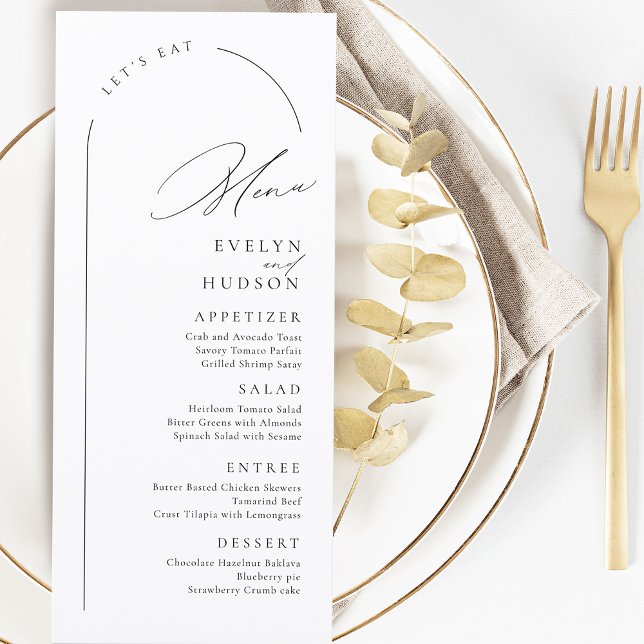 Modern Script Minimalist Arch Wedding Meny (Modern Script Minimalist Arch Wedding Menu)