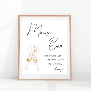 Modern Script Minimalist Bröllopsfest Mimosa Bar Poster