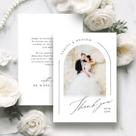 Modern Script Minimalist Photo Arch Wedding Tack Kort