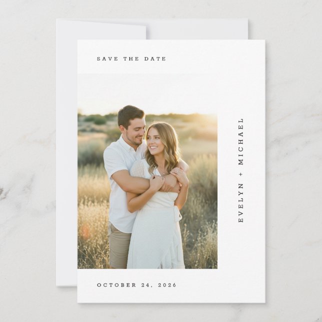 Modern Script Minimalist Wedding Photo Spara Datumet (Framsida)