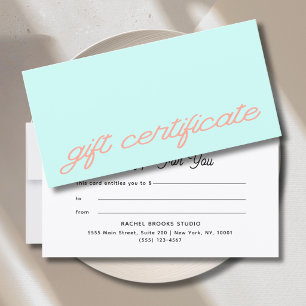 Modern Script Mint Presentbevis