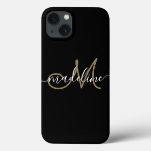 Modern Script Monogram Black Guld