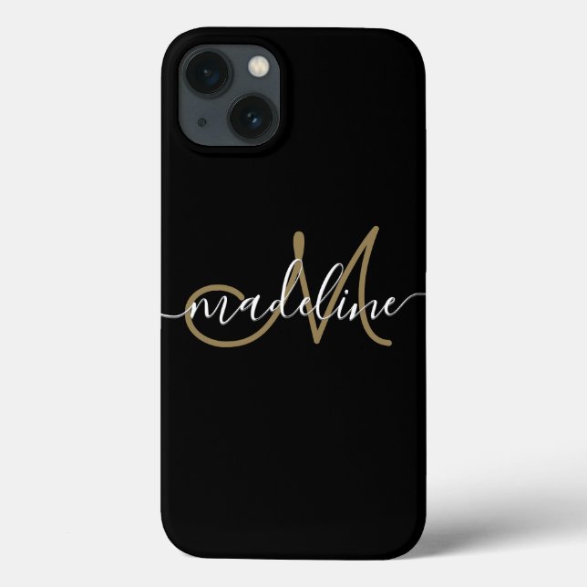 Modern Script Monogram Black Guld (Baksida)