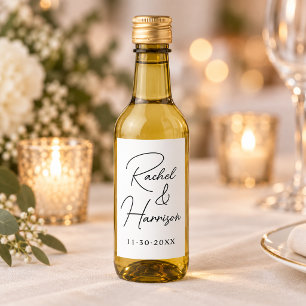 Modern script monogram bröllop vinetikett