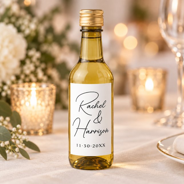 Modern script monogram bröllop vinetikett (Skapare uppladdad)