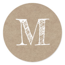 Modern Script Monogram Initial Kraft