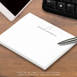 Modern Script Monogram Initialer Silver Grått Post-it Block