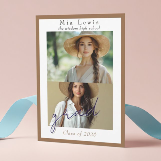 Modern Script  Multi Portrait Photo Graduation Meddelande (Skapare uppladdad)