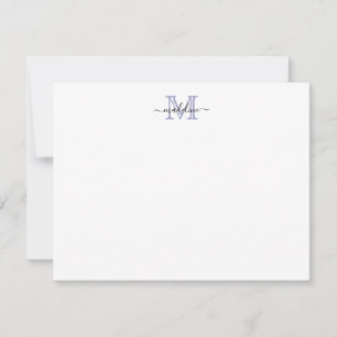 Modern Script - mycket Peri Lila Lavender Monogram Anteckningskort