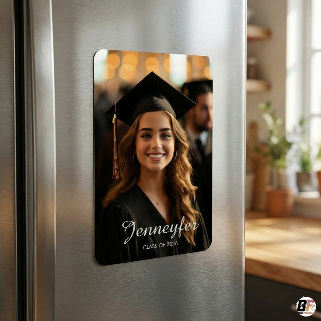 Modern Script Name Class of 2026 Photo Graduation Magnet (Skapare uppladdad)