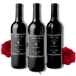 Modern Script Namn Tack Bröllop Vinflaska Etikett