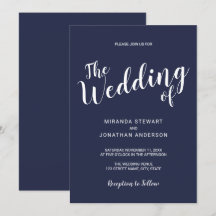 Modern Script Nautical Navy Blue Bröllop