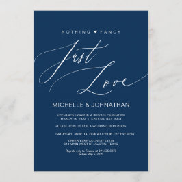 Modern Script Navy Bröllopsutflykt Mottagning Inbjudningar