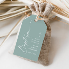 Modern Script Neutral Dopning Tack Gåva Presentetikett