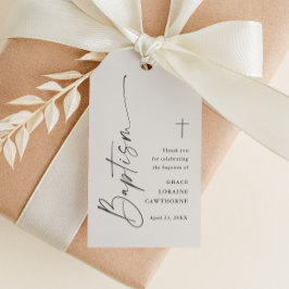 Modern Script Neutral Dopning Tack Gunst Presentetikett