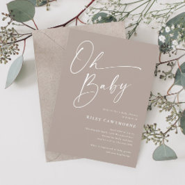 Modern Script Neutral Oh Baby Shower Inbjudningar