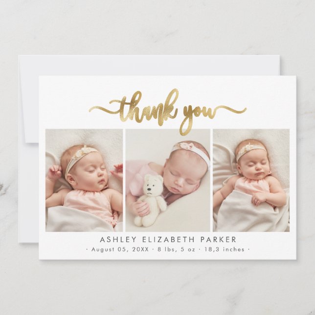 Modern Script Newborn Baby 3 Photo Tack (Framsida)