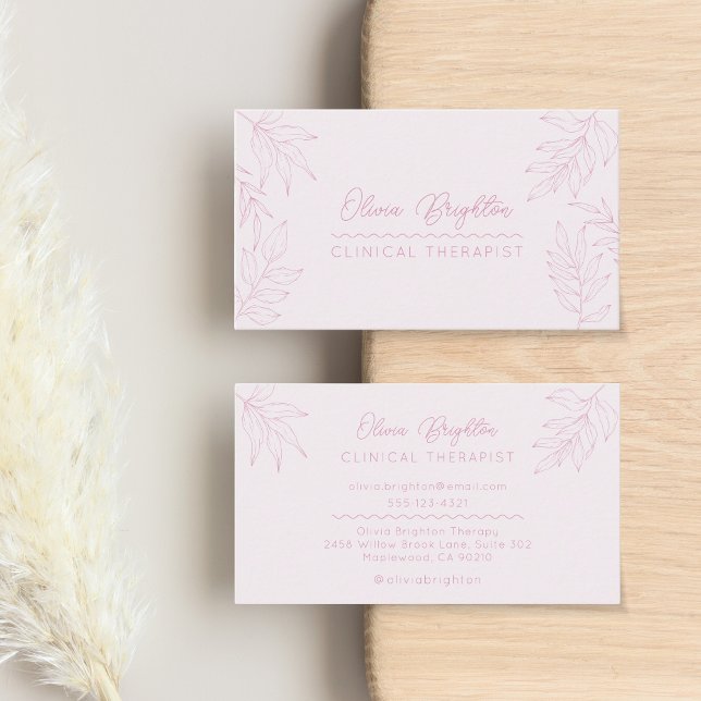 Modern Script Pale Blush Pink Therapist Visitkort (Skapare uppladdad)