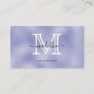 Modern Script Pantone Mycket Peri Foil Monogram Visitkort
