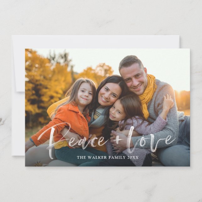 Modern Script Peace Kärlek-kort - enkelt, platt He Julkort (Framsida)