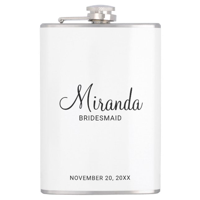 Modern Script Personlig Bridesmaias Namn Fickplunta (Framsidan)