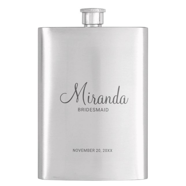Modern Script Personlig Bridesmaid Fickplunta (Framsidan)