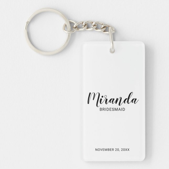 Modern Script Personlig Bridesmaid Nyckelring (Framsidan)
