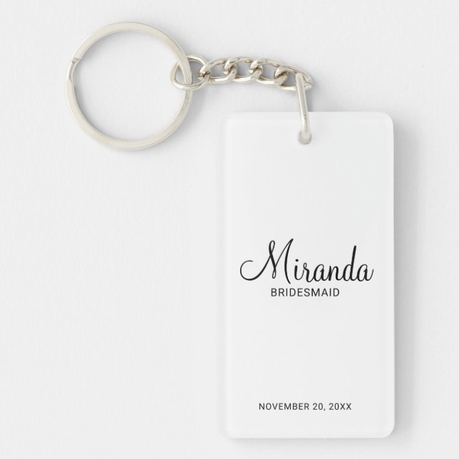 Modern Script Personlig Bridesmaid Nyckelring (Framsidan)