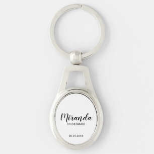 Modern Script Personlig Bridesmaid Ovalt Silverfärgad Nyckelring