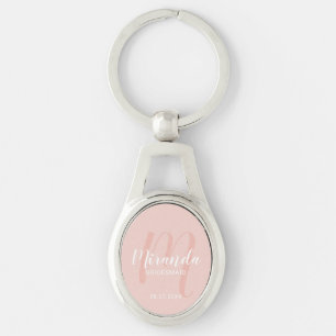 Modern Script Personlig Bridesmaid Ovalt Silverfärgad Nyckelring