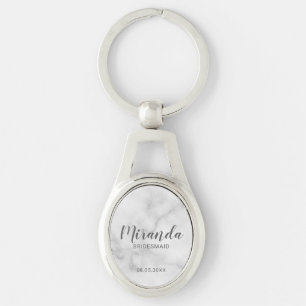 Modern Script Personlig Bridesmaid Ovalt Silverfärgad Nyckelring