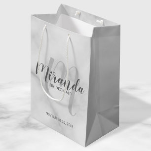 Modern Script-Personlig Bridesmaid White Marble