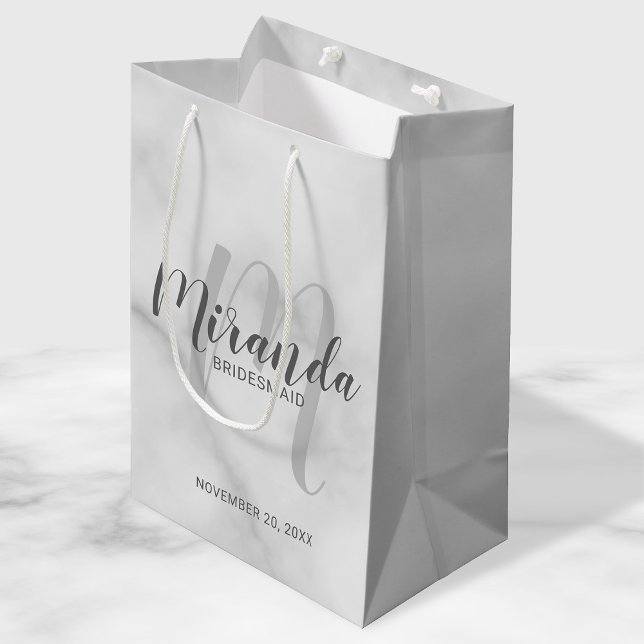 Modern Script-Personlig Bridesmaid White Marble (Skapare uppladdad)