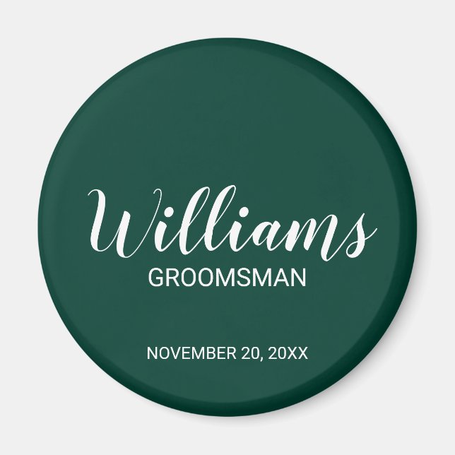 Modern Script Personlig Groomsmans Namn Magnet (Framsidan)