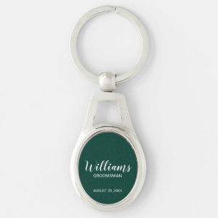 Modern Script Personlig Groomsmans Namn Ovalt Silverfärgad Nyckelring