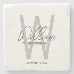 Modern Script Personlig Groomsmans Namn Stenunderlägg