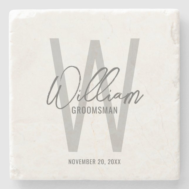 Modern Script Personlig Groomsmans Namn Stenunderlägg (Framsidan)