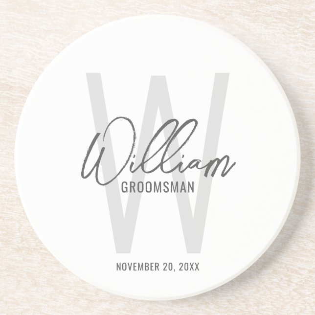 Modern Script Personlig Groomsmans Namn Underlägg (Framsidan)