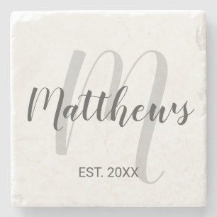 Modern Script Personlig Monogram & Family Namn Stenunderlägg