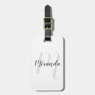 Modern Script Personlig Monogram och Namn Bagagebricka