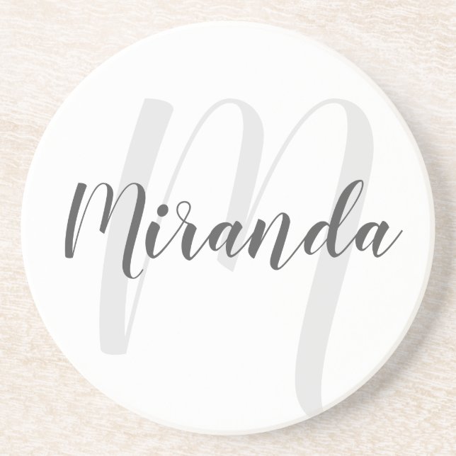Modern Script Personlig Monogram och Namn Underlägg (Framsidan)