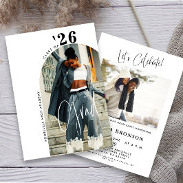 Modern Script Photo 2024 Minimalist Grad Party I Inbjudningar