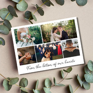 Modern Script Photo Collage Bröllop Tack Kort