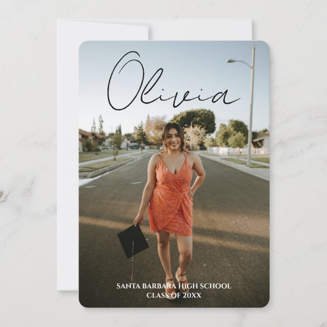 Modern Script Photo Collage Graduation Party Inbjudningar (Framsida)