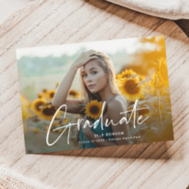 Modern Script Photo Examen Magnetisk Inbjudningskort