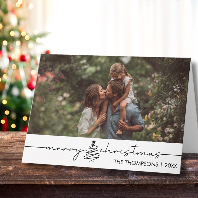 Modern Script Photo Family Christmas Custom Kort (Skapare uppladdad)